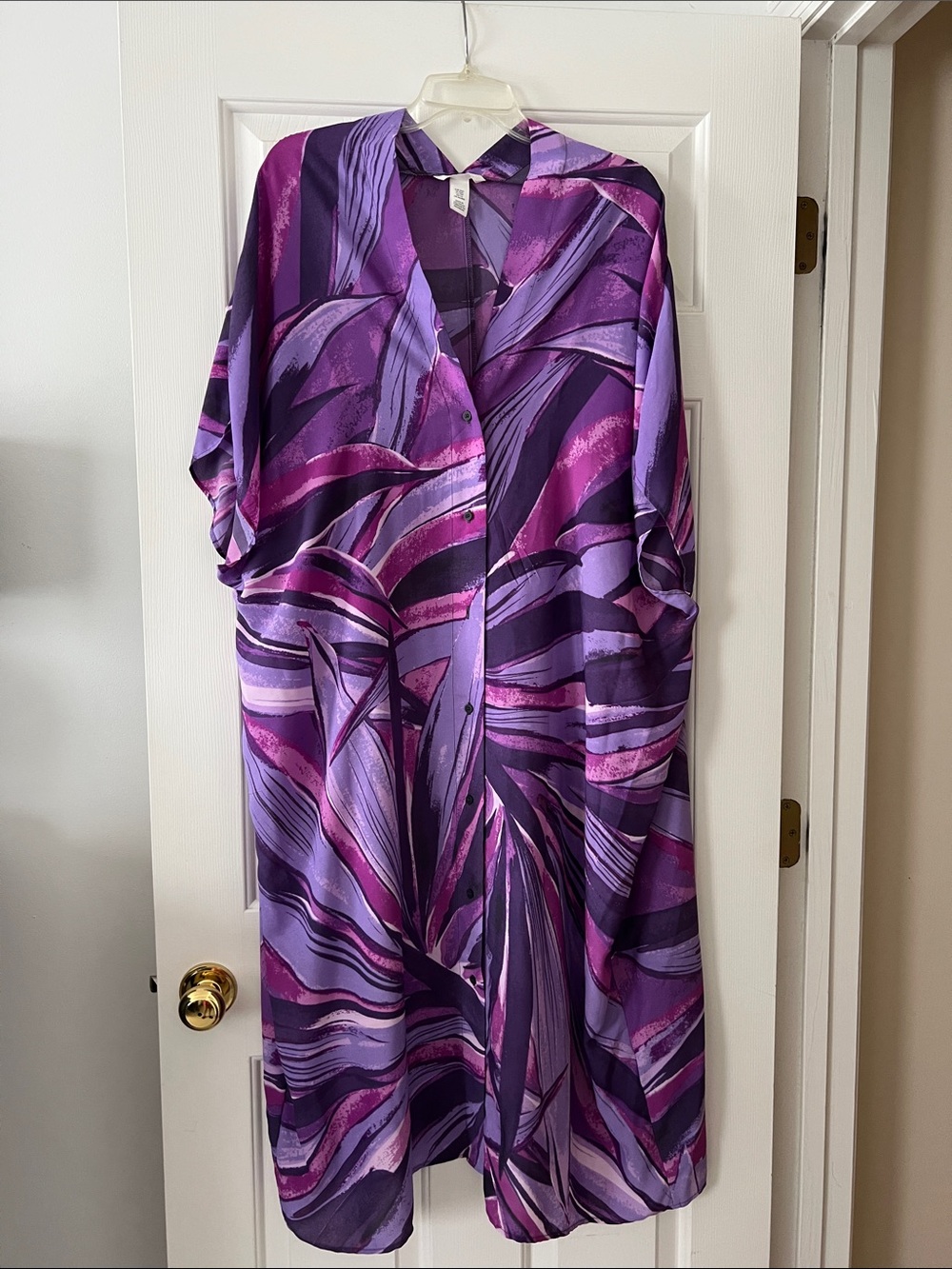 H&M Purple Abstract Button-Front Swim Coverup